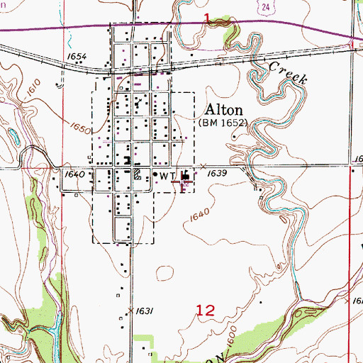 Topographic Map of Alton-Osborne Junior High School, KS