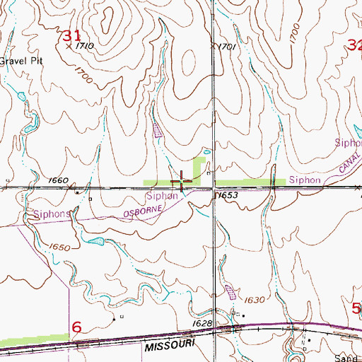 Topographic Map of Osborne Canal, KS
