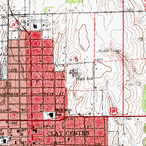 Topographic Map of Clay Center Community High School, KS