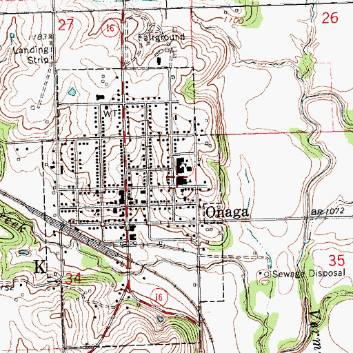 Topographic Map of Onaga Grade School, KS