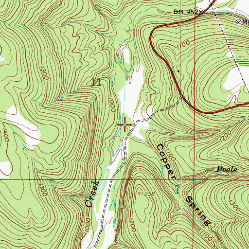 Topographic Map of Copper Spring Hollow, AR