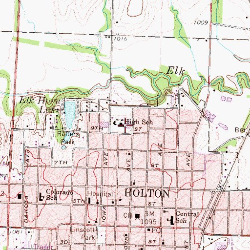 Topographic Map of Holton High School, KS