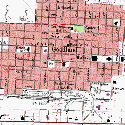 Topographic Map of Central Elementary School, KS