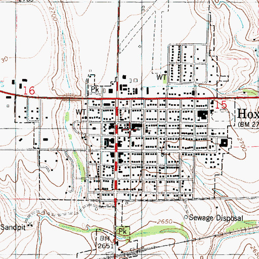 Topographic Map of Hoxie Elementary School, KS