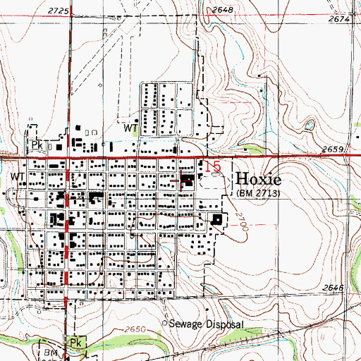 Topographic Map of Hoxie Junior / Senior High School, KS
