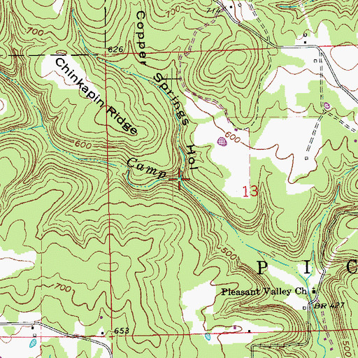 Topographic Map of Copper Springs Hollow, AR