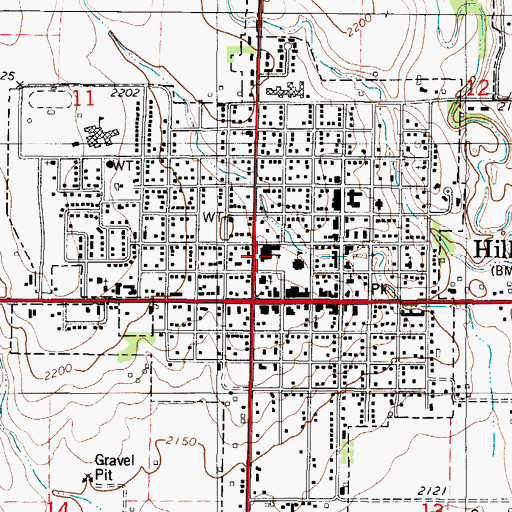 Topographic Map of Hill City Elementary School, KS