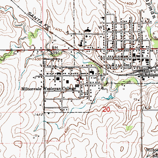 Topographic Map of Miltonvale High School, KS
