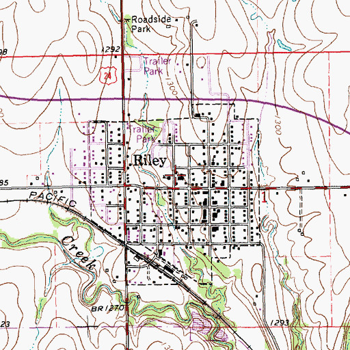 Topographic Map of Riley County Grade School, KS