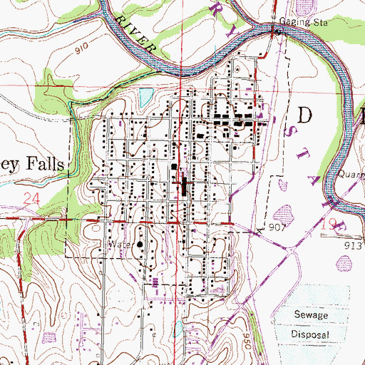 Topographic Map of Valley Falls Elementary School, KS