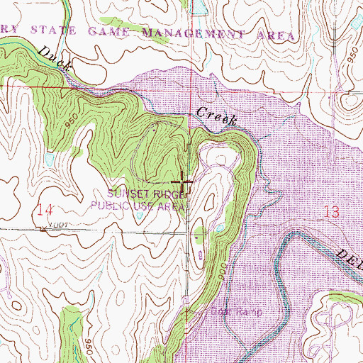 Topographic Map of Sunset Ridge Public Use Area, KS