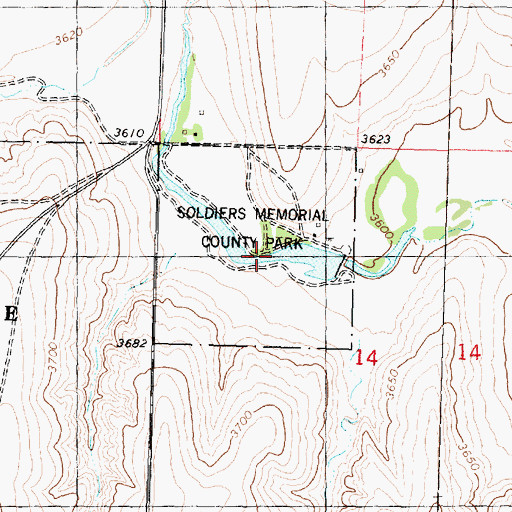 Topographic Map of Soldiers Memorial County Park, KS