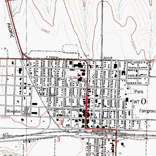 Topographic Map of Oakley Elementary School, KS