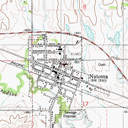 Topographic Map of Natoma Elementary School, KS