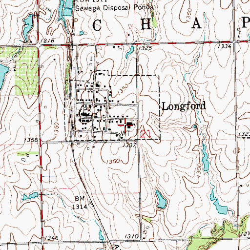 Topographic Map of Longford Elementary School, KS