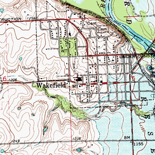 Topographic Map of Wakefield Elementary School, KS