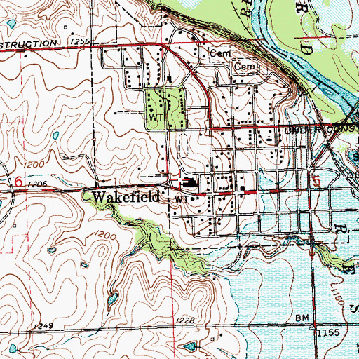 Topographic Map of Wakefield High School, KS