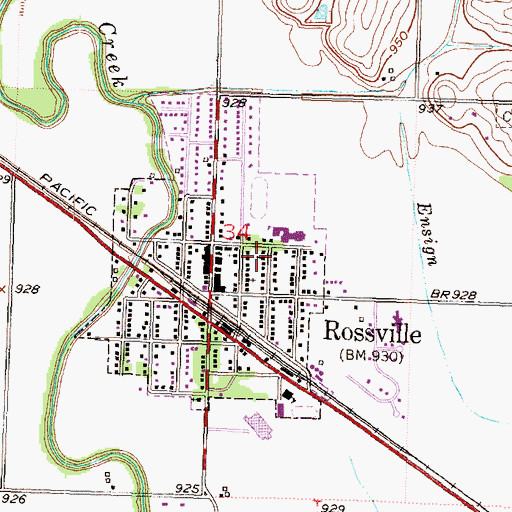 Topographic Map of Rossville Christian Church, KS