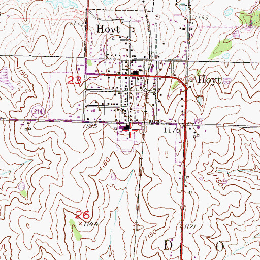 Topographic Map of Royal Valley High School, KS