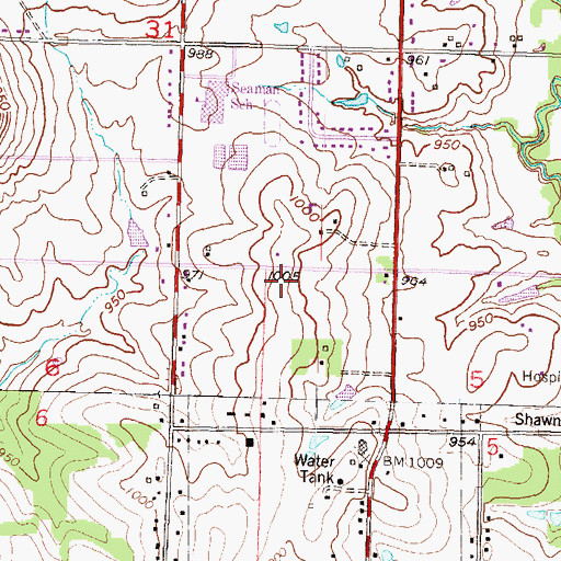 Topographic Map of Northside Church of Christ, KS