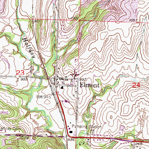 Topographic Map of Elmont United Methodist Church, KS