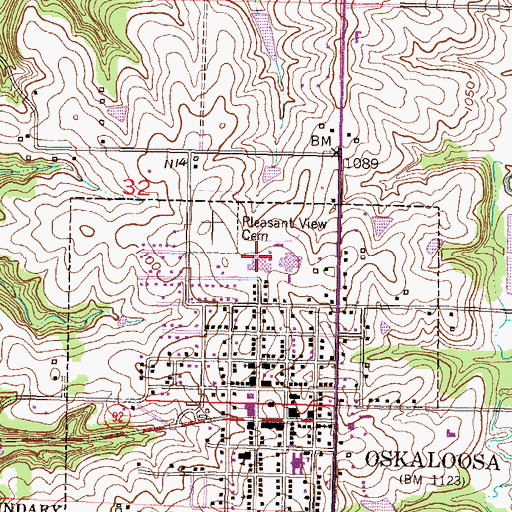 Topographic Map of Oskaloosa Junior - Senior High School, KS