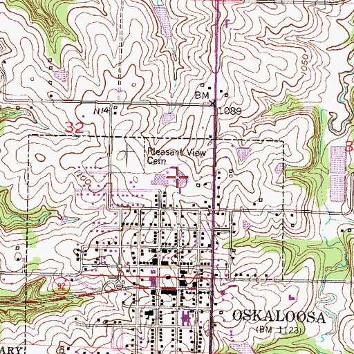 Topographic Map of Oskaloosa Elementary School, KS