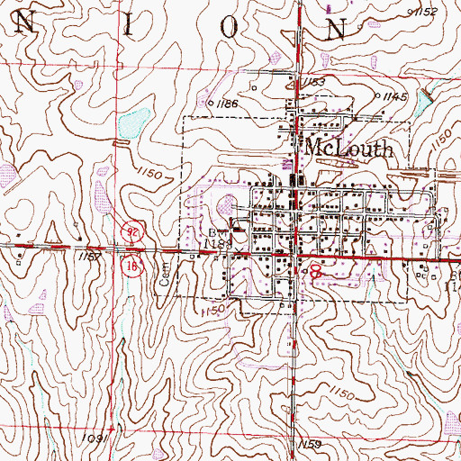 Topographic Map of McLouth Elementary School, KS