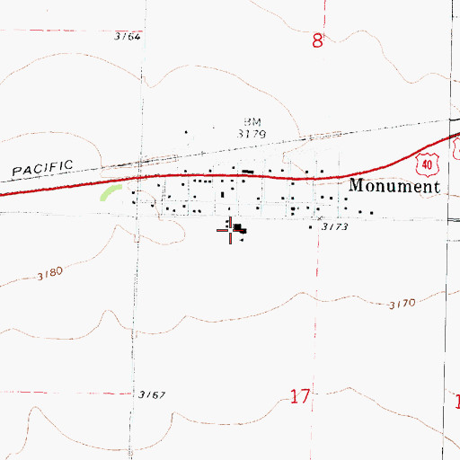 Topographic Map of Monument Elementary School, KS