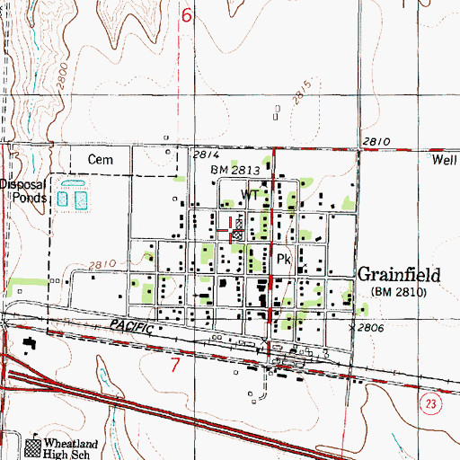 Topographic Map of Wheatland Elementary School, KS