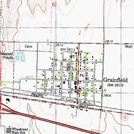 Topographic Map of Wheatland Elementary School, KS
