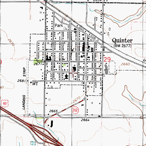 Topographic Map of Quinter Elementary School, KS