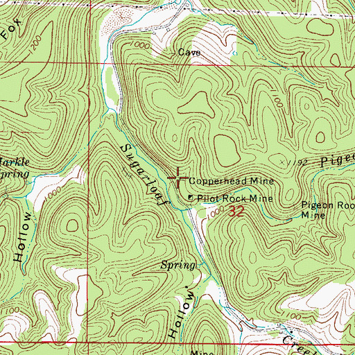 Topographic Map of Copperhead Mine, AR