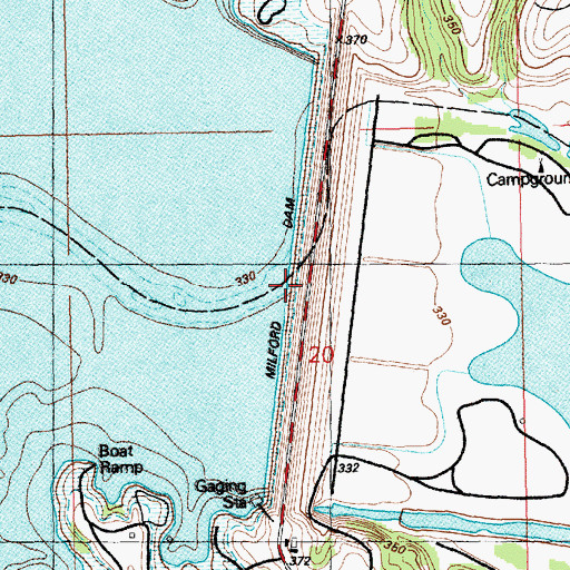 Topographic Map of Milford Dam, KS