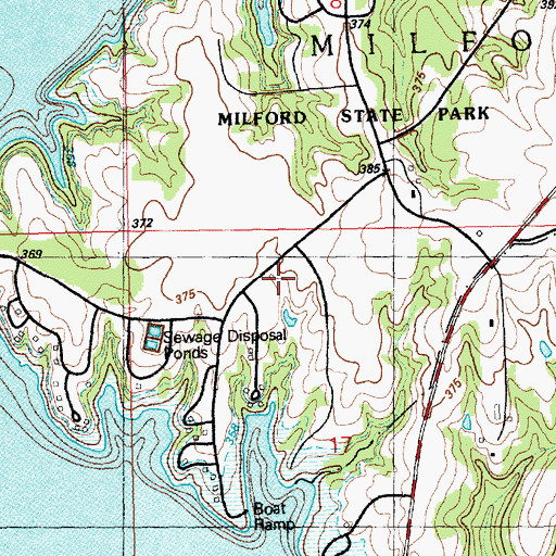 Topographic Map of Milford State Park, KS