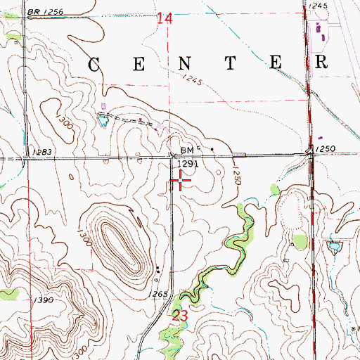 Topographic Map of Rock City, KS