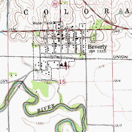 Topographic Map of Beverly Junior High School (historical), KS