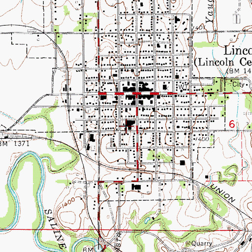 Topographic Map of Lincoln Elementary School, KS