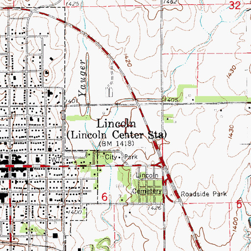 Topographic Map of Lincoln Junior / Senior High School, KS
