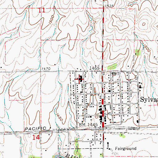 Topographic Map of Sylvan Unified Elementary School, KS