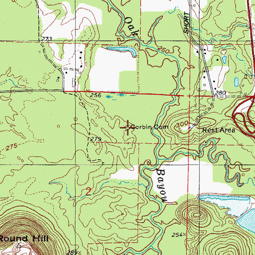 Topographic Map of Corbin Cemetery, AR