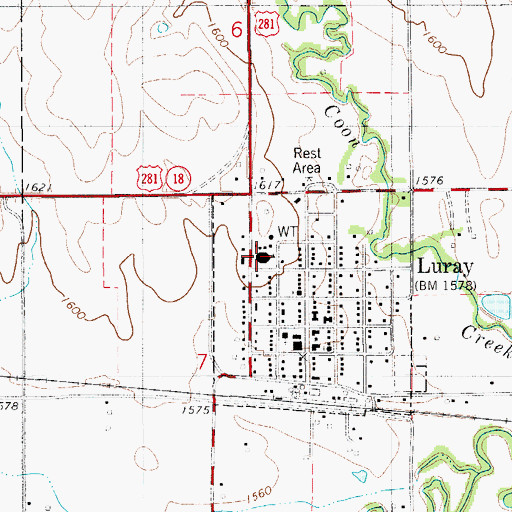 Topographic Map of Luray - Lucas Elementary School, KS
