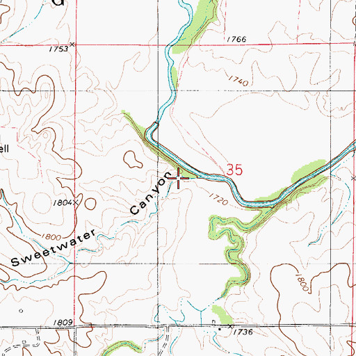 Topographic Map of Sweetwater Canyon, KS