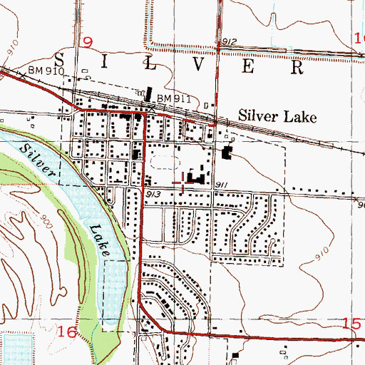 Topographic Map of Silver Lake Junior - Senior High School, KS