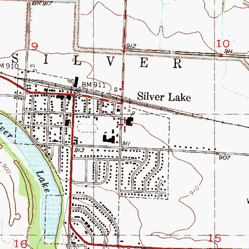 Topographic Map of Silver Lake Elementary School, KS