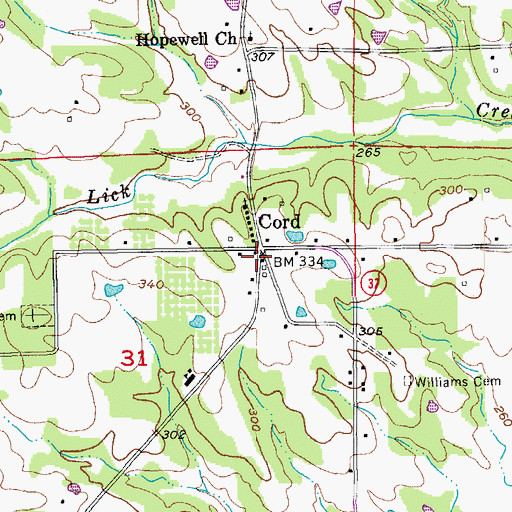 Topographic Map of Cord, AR