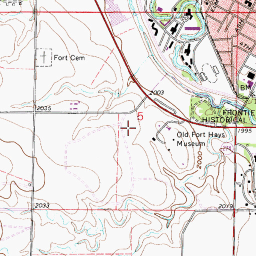 Topographic Map of Fort Hays (historical), KS