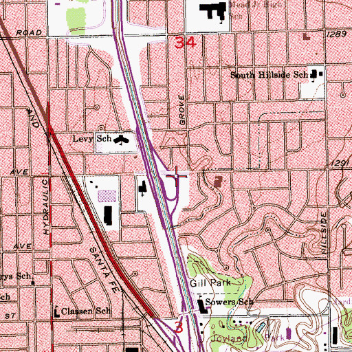 Topographic Map of Gideon Baptist Church, KS