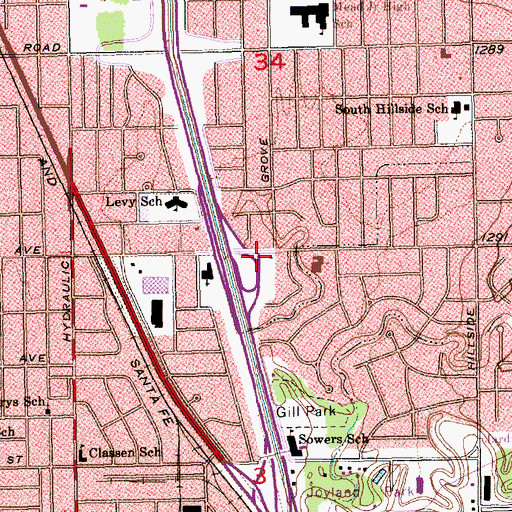 Topographic Map of Gideon Baptist Church, KS