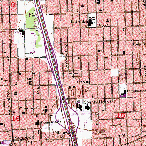 Topographic Map of Mount Olive Baptist Church, KS